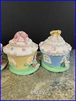 3 Lighted Easter Bunny Pastel Gingerbread Cupcakes Treat House Valerie Parr Hill