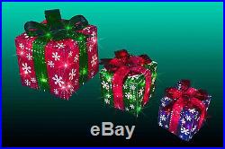 3 Lighted Gift Boxes Christmas Decoration Yard Decor Indoor Outdoor Xmas Display