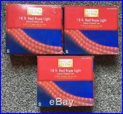 3 NEW boxes CHRISTMAS HOLIDAY 18FT. ROPE LIGHTS (RED) INDOOR / OUTDOOR