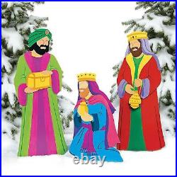 3-PC Colorful Nativity Wise Men Large Heavy Metal Yard Stakes 25H-47H #3702