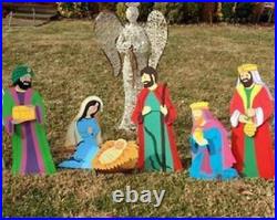 3-PC Colorful Nativity Wise Men Large Heavy Metal Yard Stakes 25H-47H #3702
