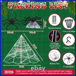 3 Pack Christmas Animated Light up Spider Web Decor Holiday purple, orange