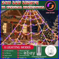 3 Pack Christmas Animated Light up Spider Web Decor Holiday purple, orange