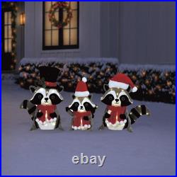 3 Pack LED Christmas Santa Outfit Raccoon Family Outdoor Yard Holiday Decor