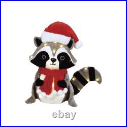3 Pack LED Christmas Santa Outfit Raccoon Family Outdoor Yard Holiday Decor