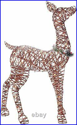 3-Pc Lighted Reindeer Family Sculpture Deer Buck Doe Outdoor Christmas Yard Set