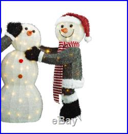 3 Pc Set Lighted Snowman Family Indoor Outdoor Garden Lawn Yard Christmas Decor