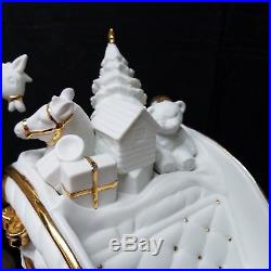 3 Pc Set Porcelain Santa Sleigh and Reindeer 12 Christmas Display Orig Box B401