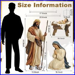 3 Pcs Metal Outdoor Nativity Scene Set Large 48.9 Tall Holy Family Outdoor D
