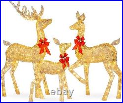 3 Piece Lighted Christmas Deer Family Set 5Ft Outdoor Yard Decor with LED Lights