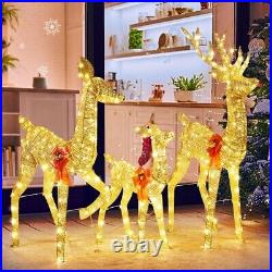 3-Piece Lighted Christmas Reindeer Family Decoration with360 Warm White LED Lights