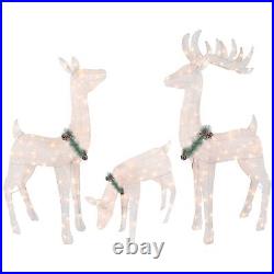 3-Piece Lighted Deer Family with Garland 210 UL Lights Outdoor Christmas