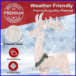 3-Piece Lighted Deer Family with Garland 210 UL Lights Outdoor Christmas
