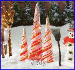 3 Piece Lighted Display Cone Tree Christmas Decoration Outdoor Set Yard Holiday