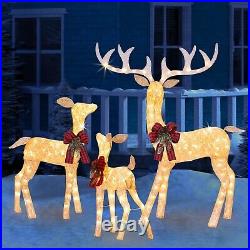 3-Piece Lighted Reindeer Family Set with 210 Incandescent Lights for Christmas