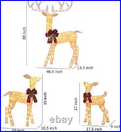 3-Piece Lighted Reindeer Family Set with 210 Incandescent Lights for Christmas