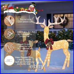 3-Piece Lighted Reindeer Family Set with 210 Incandescent Lights for Christmas
