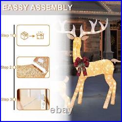 3-Piece Lighted Reindeer Family Set with 210 Incandescent Lights for Christmas