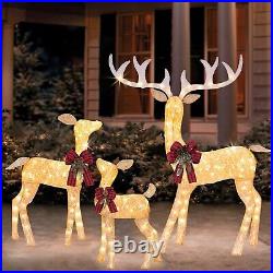 3-Piece Lighted Reindeer Family Set with 210 Incandescent Lights for Christmas
