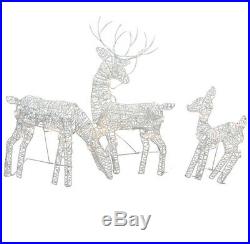 3 Piece Lighted Reindeer Set Sculpture Outdoor Christmas Decoration