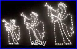 3 Piece Trumpeting Angels Xmas Outdoor LED Lighted Decoration Steel Wireframe