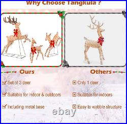 3 Pieces Lighted Christmas Reindeer, Holiday Reindeer Family Set with 255 Warm W