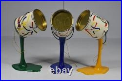 3 Vintage Pop Art North Pole American Paint Co. Christmas Tree Ornaments Pouring