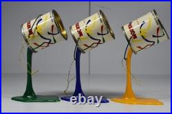 3 Vintage Pop Art North Pole American Paint Co. Christmas Tree Ornaments Pouring