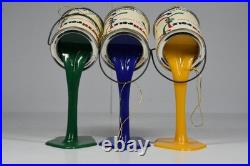 3 Vintage Pop Art North Pole American Paint Co. Christmas Tree Ornaments Pouring