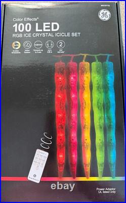3 boxes GE Color Effects 100 LED RGB 20 Count Ice Crystal Icicle Set Lights NEW