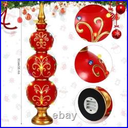 3 ft Large Christmas Finial Ornament Statue with LED Lights Metallic Prelit