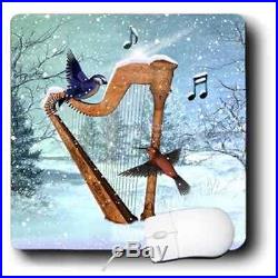 3dRose Bluebird and Hummingbird with a Harp in the Snow and Musical Notes Mouse