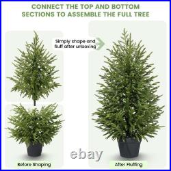 3ft 2Pack Artificial Topiary Trees for Outdoor Front Porch Décor, Real Touc