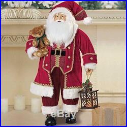 3ft Large Santa Traditional Red Velvet Fabric Father Christmas Decoration