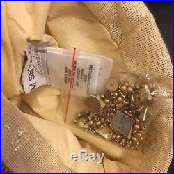 3pc Kim Seybert GOLD Christmas Tree Skirt 2 Stocking Set Bead Jewel Designer NEW
