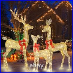 3pc LED Lighted Christmas Deer Family Indoor Outdoor Yard Decoration All Weather 3pc LED Lighted Christmas Deer Family Indoor Outdoor Yard Decoration All Weather
