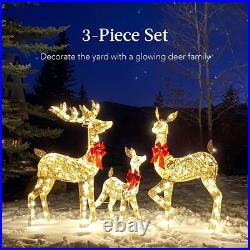 3pc LED Lighted Christmas Deer Family Indoor Outdoor Yard Decoration All Weather 3pc LED Lighted Christmas Deer Family Indoor Outdoor Yard Decoration All Weather