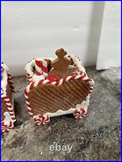 3pc Light Gingerbread Peppermint Candy Train Valerie Parr Hill Christmas Brown