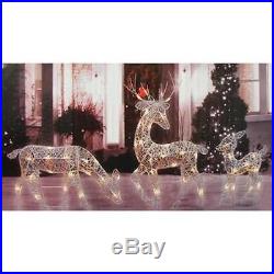 3pc Outdoor Holiday Lighted Display Deer Yard Decor Christmas Light Decoration