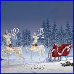 400 LED Twinkling Indoor Outdoor Christmas Xmas Sleigh Decoration with 2 Deer