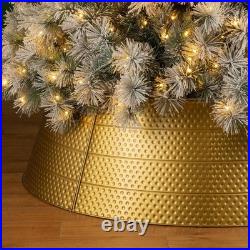 40.5 in. D Christmas Gold Hammered Metal Tree Collar (KD)