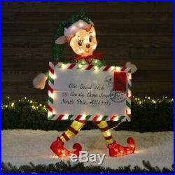 40 Lighted Santa’s Helper Elf Sculpture Pre Lit Outdoor Christmas Decor Yard