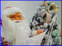 40 Pre Lit Flocked Christmas Tree With Santa Figure Multi LED Lights (FS001)