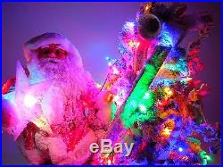 40 Pre Lit Flocked Christmas Tree With Santa Figure Multi LED Lights (FS001)