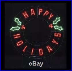 40 in LED Light Happy Holidays Sign Message Wreath Outdoor Yard Christmas Decor
