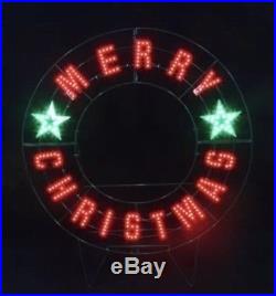 40 in LED Light Merry Christmas Sign Message Wreath Outdoor Yard Christmas Decor