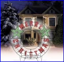 40 in LED Light Merry Christmas Sign Message Wreath Outdoor Yard Christmas Decor