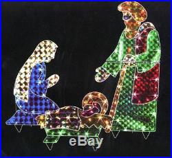 42 LIGHTED 3 PC HOLOGRAPHIC NATIVITY OUTDOOR CHRISTMAS Yard Decoration PRE-LIT