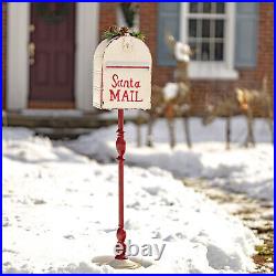 42 Tall Metal Standing Santa’s Mail Christmas Mailbox with Light-up LED Wreath
