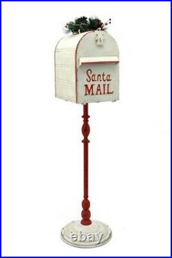 42 Tall Metal Standing Santa's Mail Christmas Mailbox with Light-up LED Wreath
